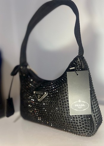 Beden siyah Renk Prada Siyah Payetli Deri Kadın Çanta