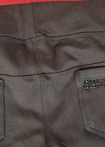 Siyah Deri Detaylı  Tayt - Görsel 4