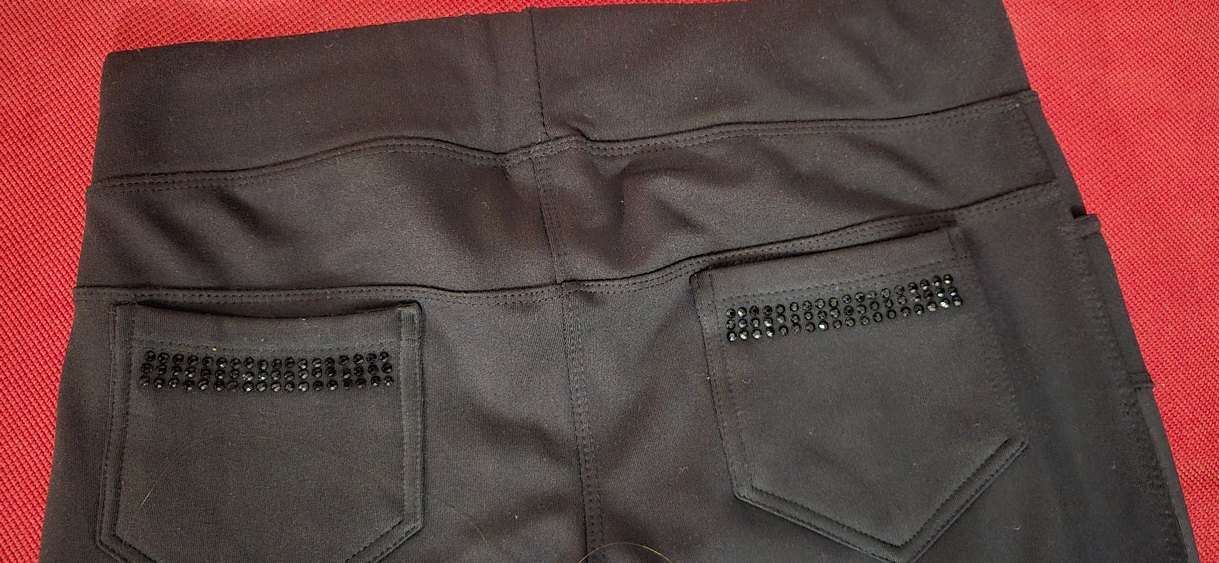 Siyah Deri Detaylı  Tayt - Görsel 4