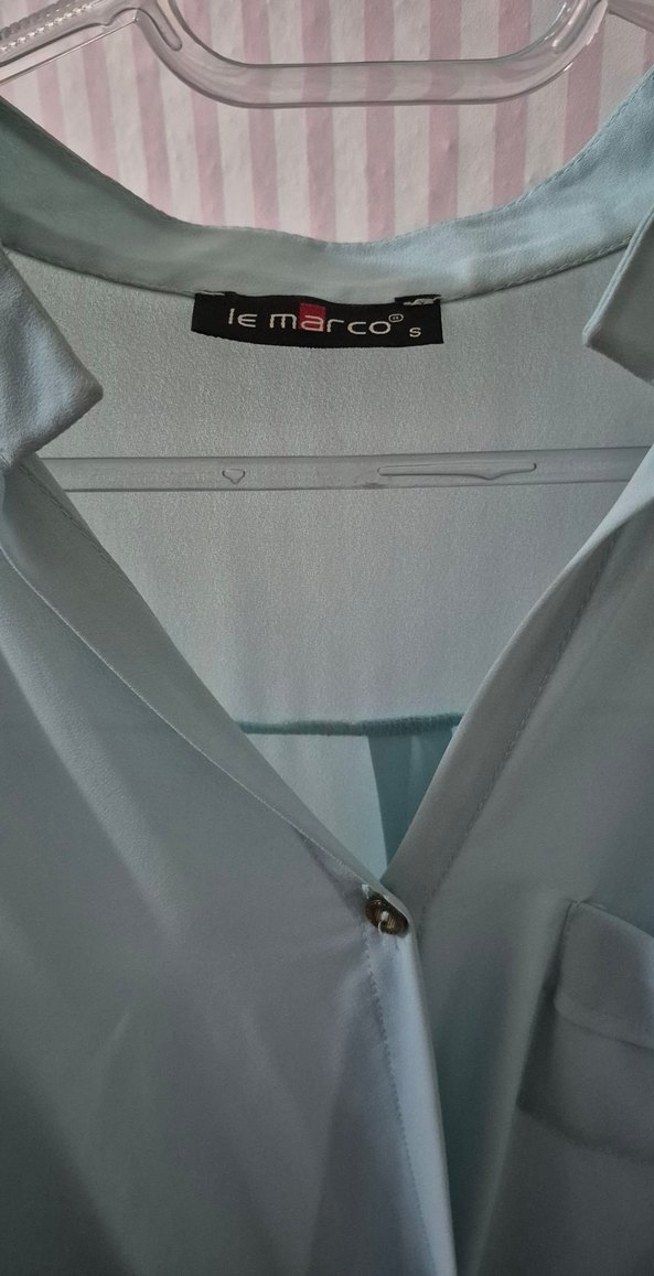 Turkuaz V Yaka Düğmeli Kadın Gömlek - Görsel 4