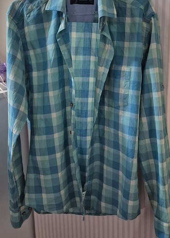 Erkek Mavi Kareli Uzun Kollu Gömlek - Görsel 6