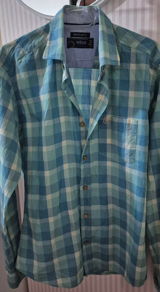 Erkek Mavi Kareli Uzun Kollu Gömlek - Görsel 2