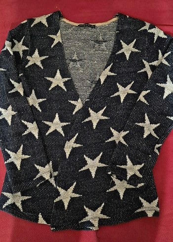 Yıldız Desenli Triko Kadın Hırka - Görsel 5