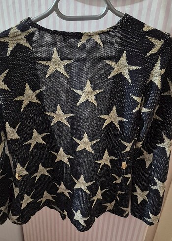 Yıldız Desenli Triko Kadın Hırka - Görsel 4