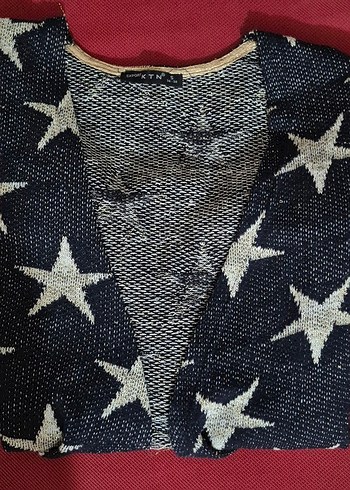 Yıldız Desenli Triko Kadın Hırka - Görsel 3