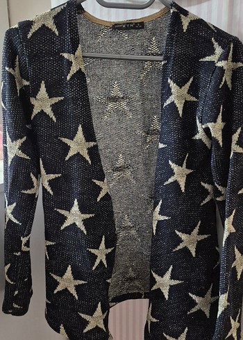Yıldız Desenli Triko Kadın Hırka - Görsel 2