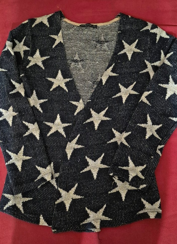 Yıldız Desenli Triko Kadın Hırka - Görsel 5