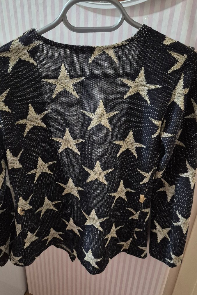 Yıldız Desenli Triko Kadın Hırka - Görsel 4