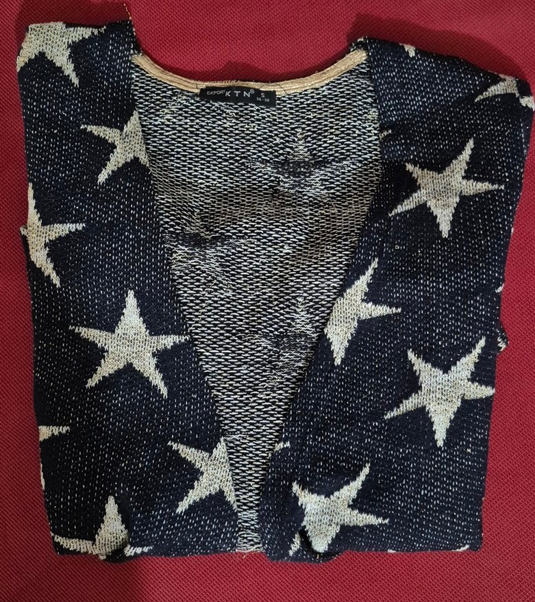 Yıldız Desenli Triko Kadın Hırka - Görsel 3