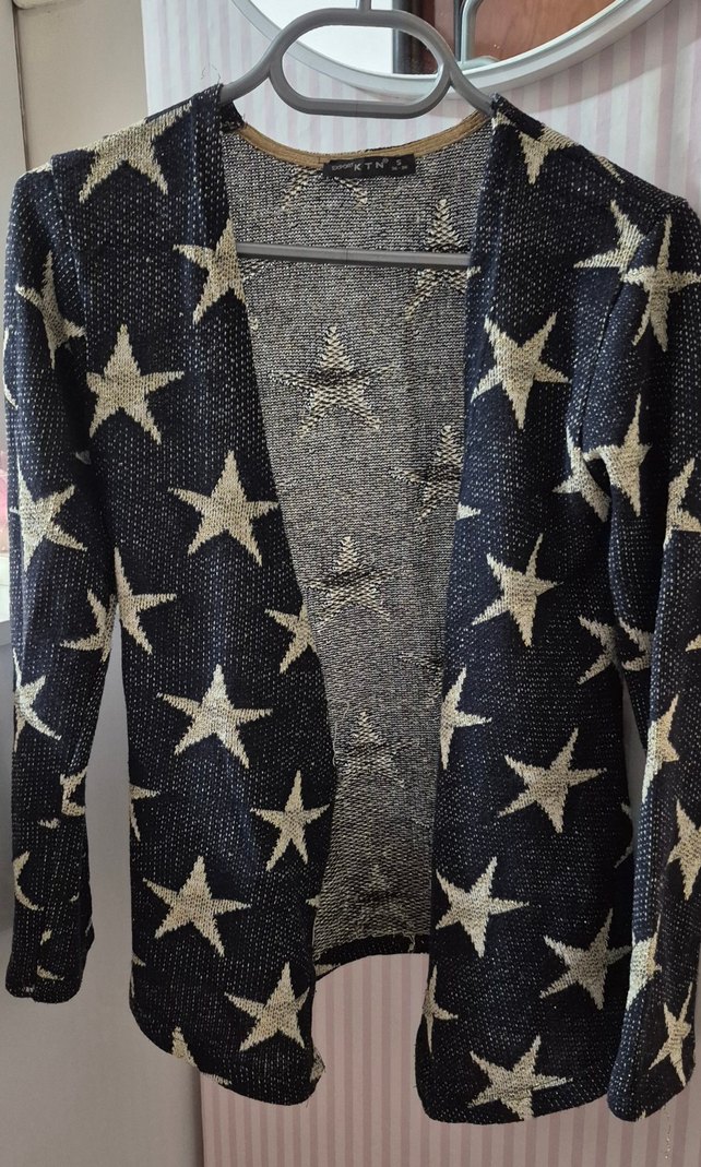 Yıldız Desenli Triko Kadın Hırka - Görsel 2