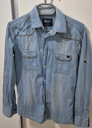 Erkek Mavi Cizgili Gömlek - Görsel 8