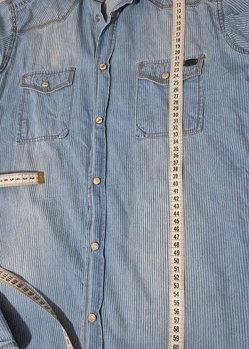 Erkek Mavi Cizgili Gömlek - Görsel 6