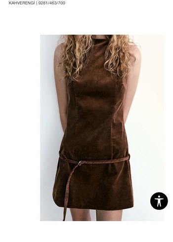 Zara Kahverengi Süet Mini Elbise
