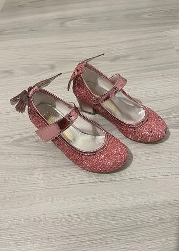 Pembe Simli Kız Çocuk Topuklu Ayakkabı - Görsel 3