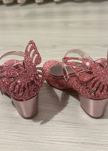 Pembe Simli Kız Çocuk Topuklu Ayakkabı - Görsel 4