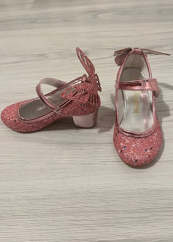 Pembe Simli Kız Çocuk Topuklu Ayakkabı - Görsel 2