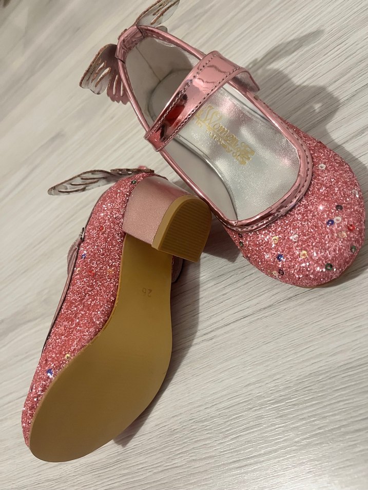 Pembe Simli Kız Çocuk Topuklu Ayakkabı - Görsel 5