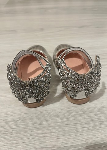 Kız Çocuk Gri Simli Metalik Babet - Görsel 3