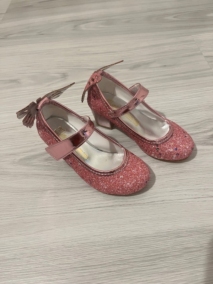 Pembe Parlak Kelebekli Kız Topuklu Ayakkabı - Görsel 2