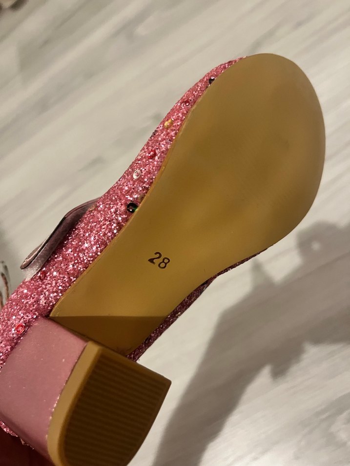 Pembe Parlak Kelebekli Kız Topuklu Ayakkabı - Görsel 5