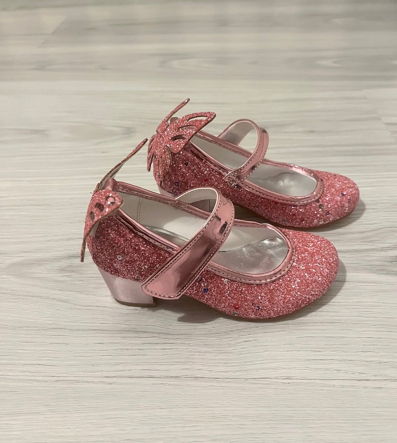 Pembe Parlak Kelebekli Kız Topuklu Ayakkabı - Görsel 3