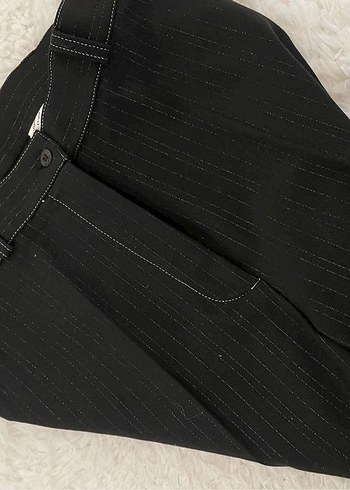 Siyah simli kumaş pantolon - Görsel 4