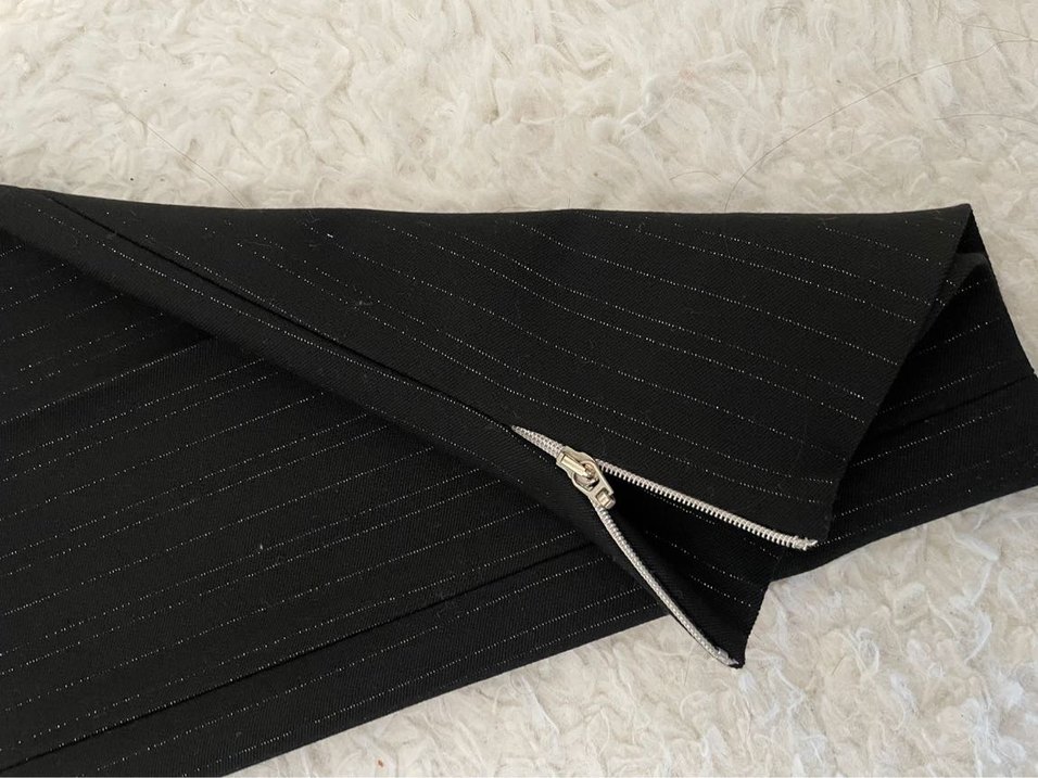 Siyah simli kumaş pantolon - Görsel 3