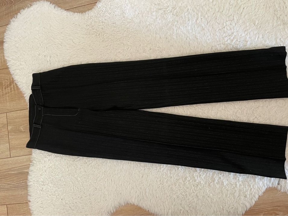 Siyah simli kumaş pantolon - Görsel 2