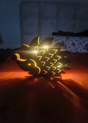 Kirpi Tahta Gece Lambası Dekor