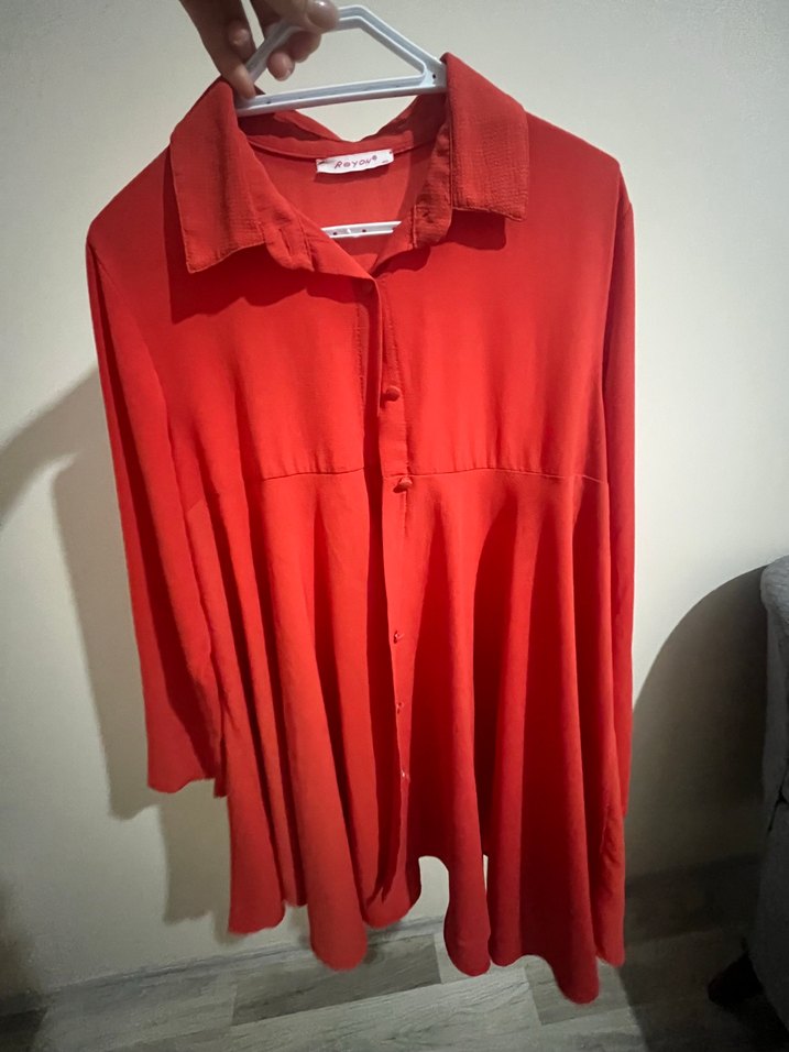 Kırmızı V Yaka tunik - Görsel 2