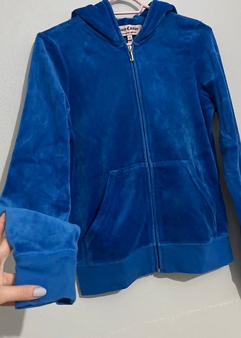 m Beden Kadın Mavi Fermuarlı Sweatshirt