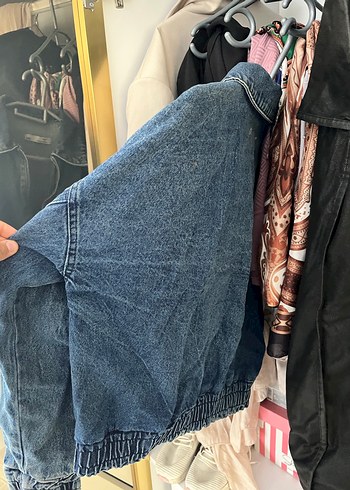 m Beden mavi Renk Kadın Mavi Denim Fermuarlı Ceket