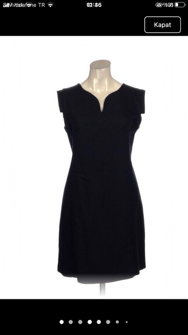 Siyah V Yakalı Klasik Ofis Elbisesi - Görsel 2