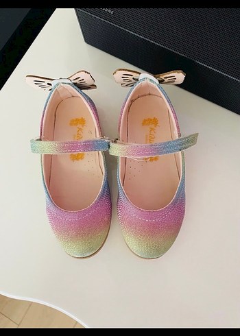 Renkli Bağcıklı Kız Çocuk Babet Ayakkabı - Görsel 2