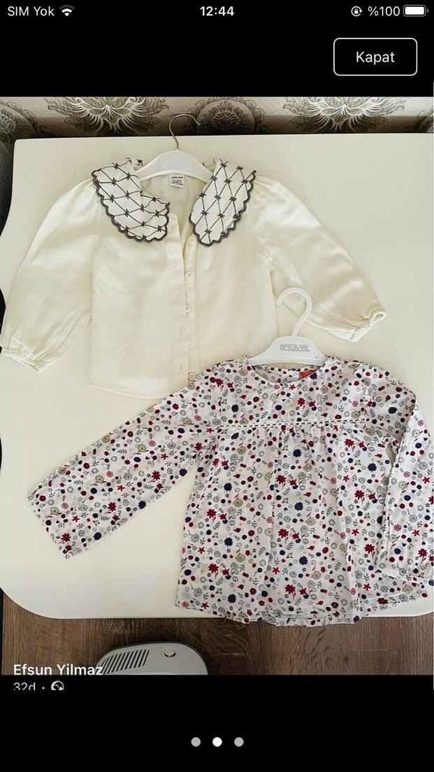 Beyaz Pamuklu Kız Çocuk Gömlek - Görsel 2
