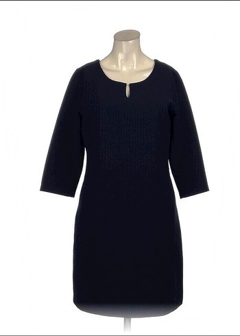 Lacivert V Yaka Elbise - Görsel 2