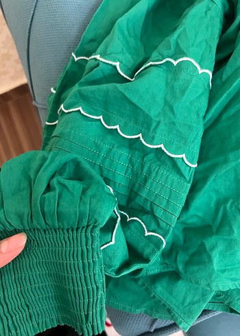 Düğmeli Yeşil Kadın Keten Gömlek - Görsel 3