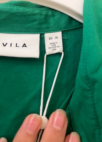 Düğmeli Yeşil Kadın Keten Gömlek - Görsel 2