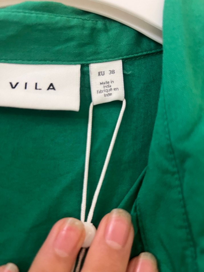 Düğmeli Yeşil Kadın Keten Gömlek - Görsel 2