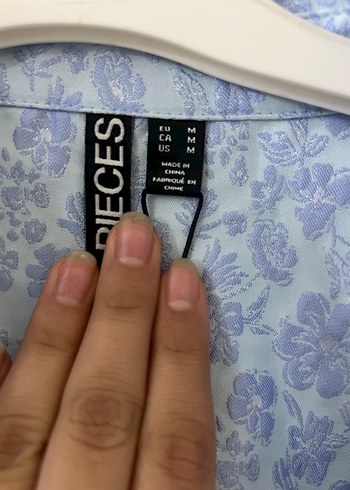 Mavi Batik Desenli Keten Gömlek - Görsel 2