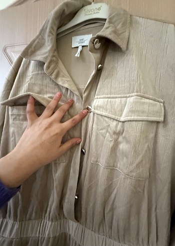 Bej Uzun Kollu Keten Tulum - Görsel 3