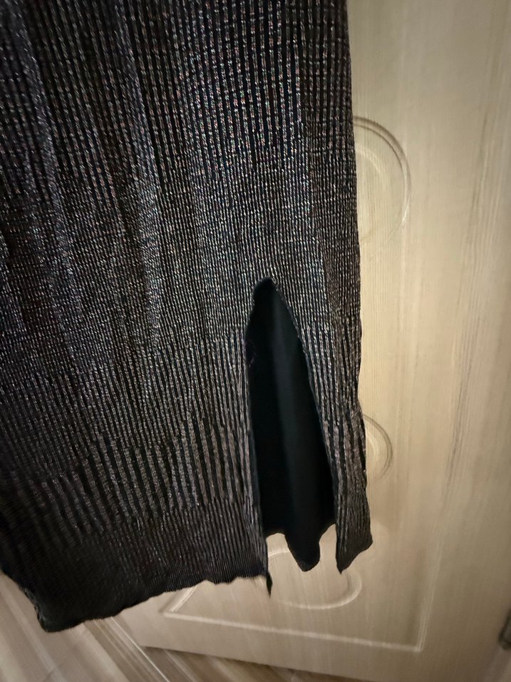 Gri Desenli Uzun Triko Kadın Elbise - Görsel 2