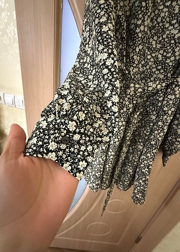 Düğmeli Siyah Çiçekli Hamile Midi Etek - Görsel 2