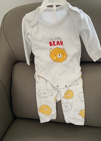 Uzun Kollu Ayı Desenli Bebek Takımı - Görsel 2