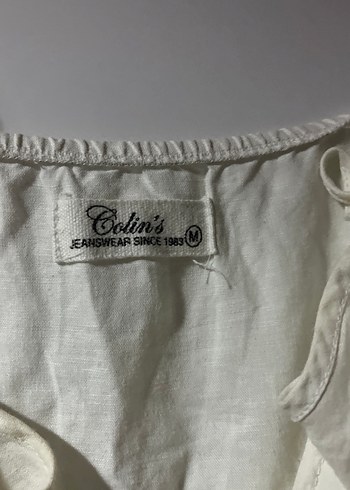 Kadın Beyaz Keten Düğmeli Midi Tulum - Görsel 3