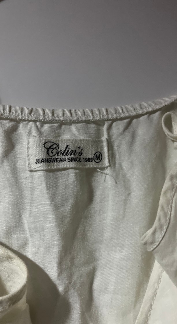 Kadın Beyaz Keten Düğmeli Midi Tulum - Görsel 3