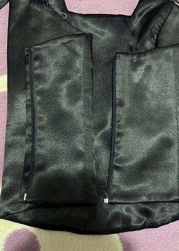 Zincir Detaylı Siyah Gotik Mini Bustiyer - Görsel 3