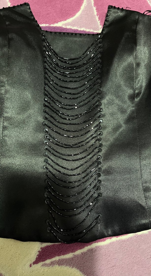 Zincir Detaylı Siyah Gotik Mini Bustiyer - Görsel 4