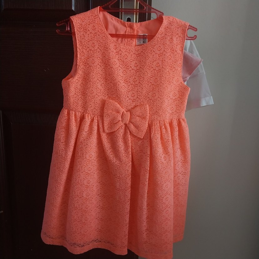 Dantel Detaylı Kolsuz Nar çiçeği Kız Elbisesi - Görsel 4