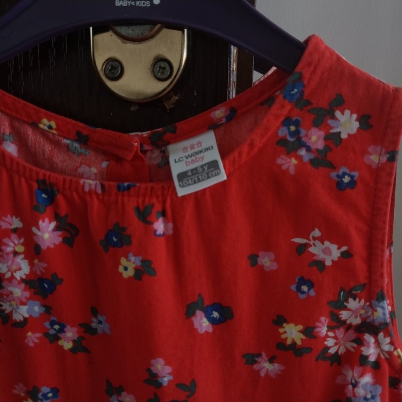 Lc Waikiki Kız Çocuk Kırmızı Çiçekli Elbise - Görsel 2